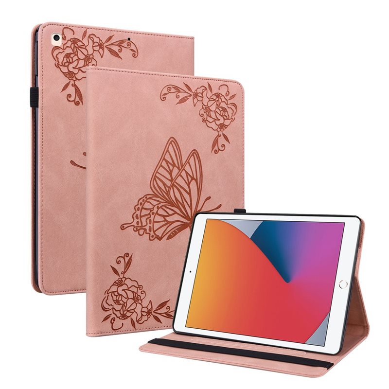 Apple iPad 10.2 9th Gen (2021) Fint etui med sommerfugler, Rosa