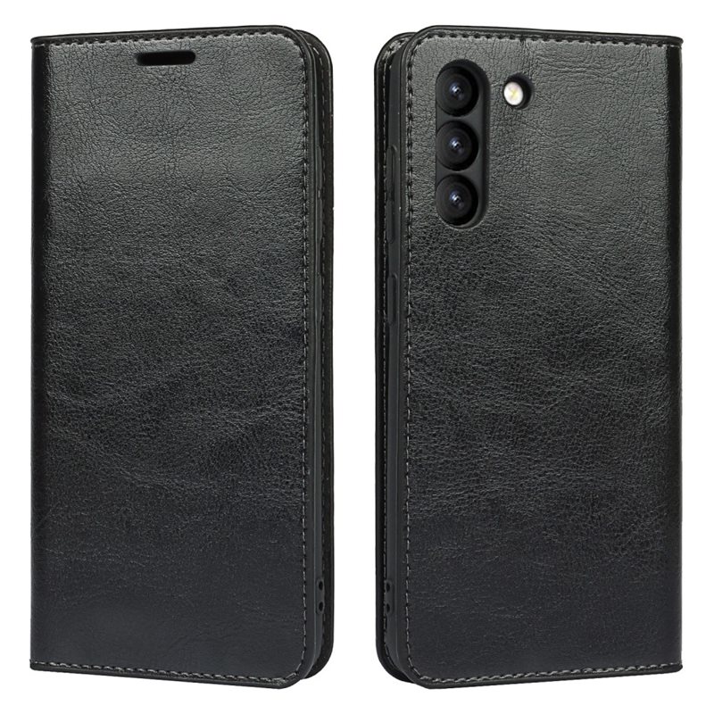 Samsung Galaxy S21 FE Smidig mobiletui i ekte skinn, Svart