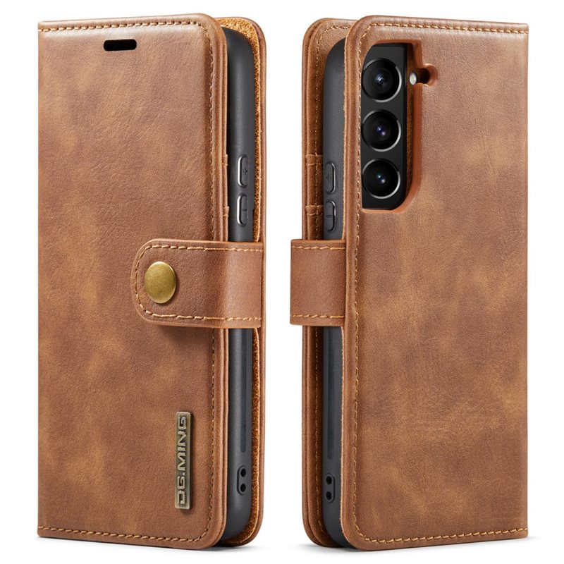 DG.MING Samsung Galaxy S22 Lommeboketui med avtakbart deksel, Cognac