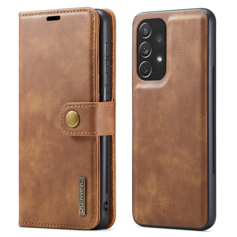 DG.MING Samsung Galaxy A73 5G Lommeboketui med avtakbart deksel, Cognac