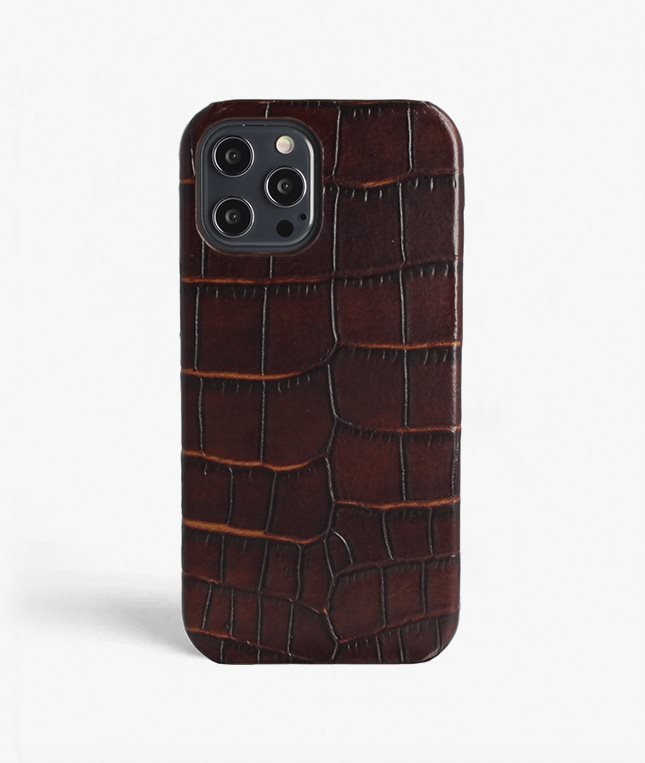 The Case Factory iPhone 12 Pro Max Deksel Croco Brun