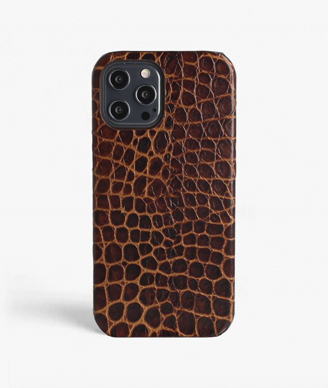The Case Factory iPhone 12 Pro Max Deksel Small Croco Brun