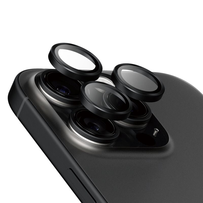 PanzerGlass iPhone 16 Pro Max Hoops Ceramic linsebeskytter med aluminiumsramme, Svart