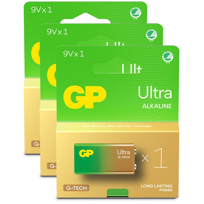 GP Batteries 3-pack med Brannvarslingsbatteri 9V