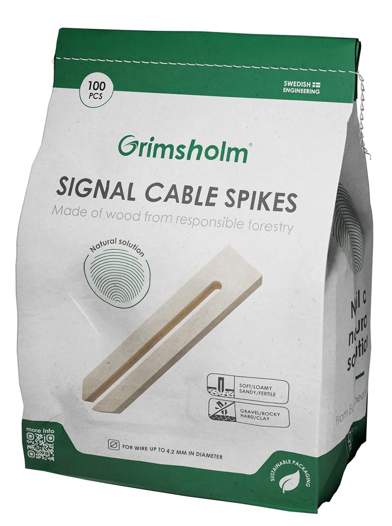 Grimsholm 100-pack Signalkabelspiker i tre for robotgressklipperinstallasjon