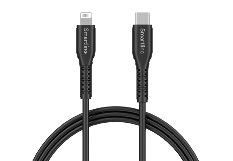 Smartline Slitesterk ladekabel 2m USB-C til Lightning, Svart