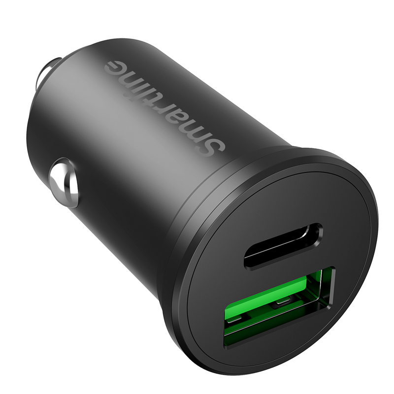 Smartline Billader med USB-C + USB-A Port PD 45W, Svart