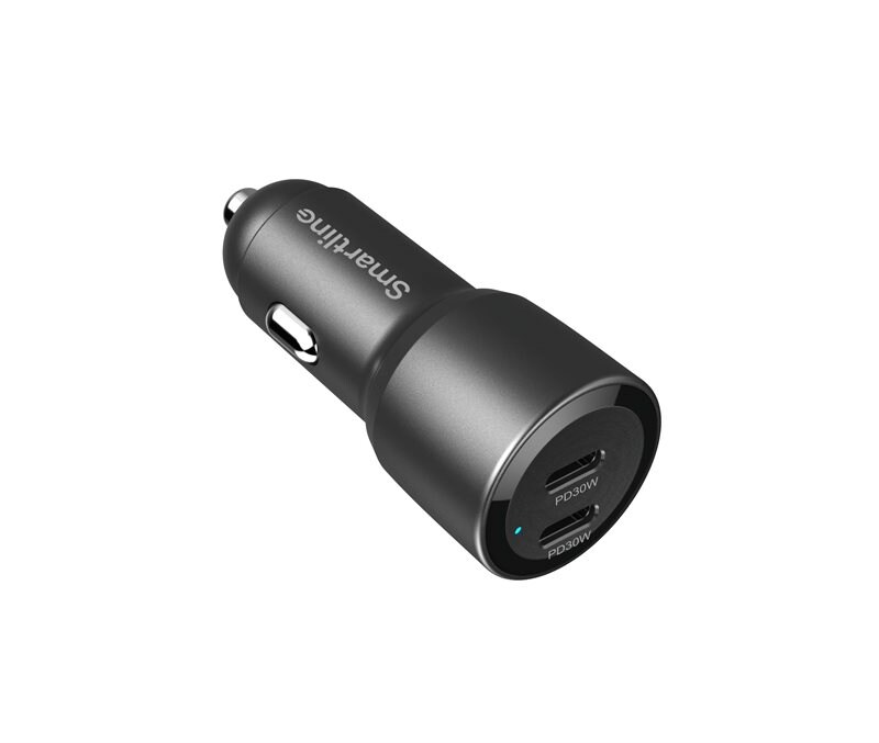 Smartline Billader 60W 2x USB-C PD, Svart