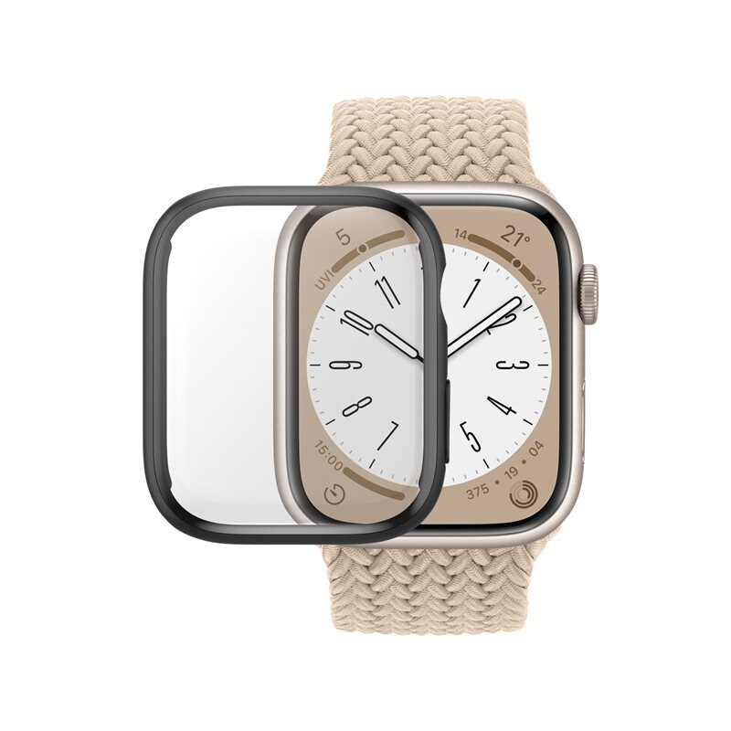 PanzerGlass Apple Watch Series 8 45mm Heldekkende deksel med skjermbeskytter D3O, Svart