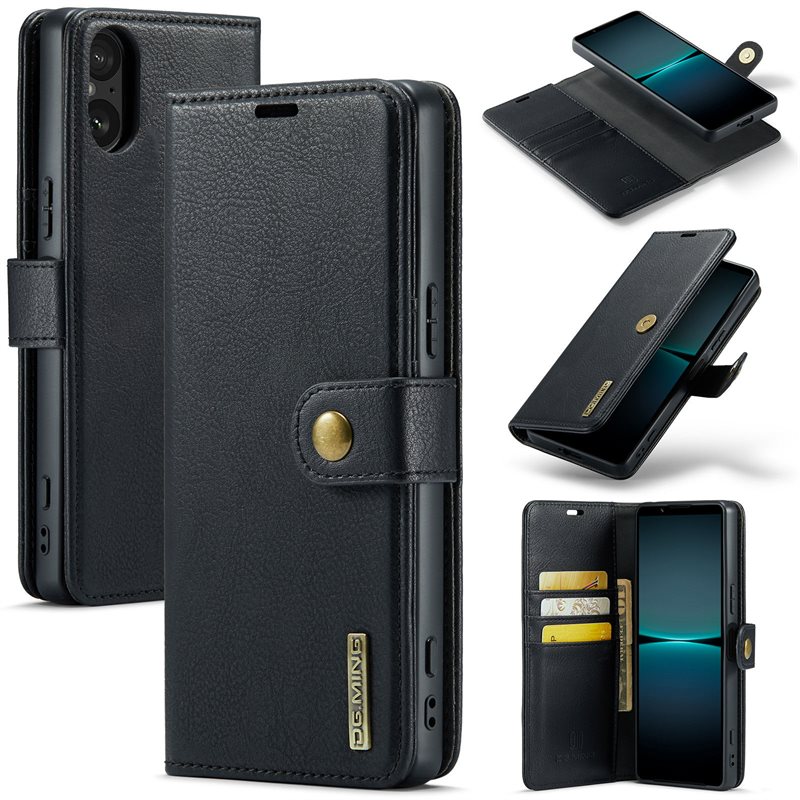 DG.MING Sony Xperia 5 V Lommeboketui med avtakbart deksel, Black