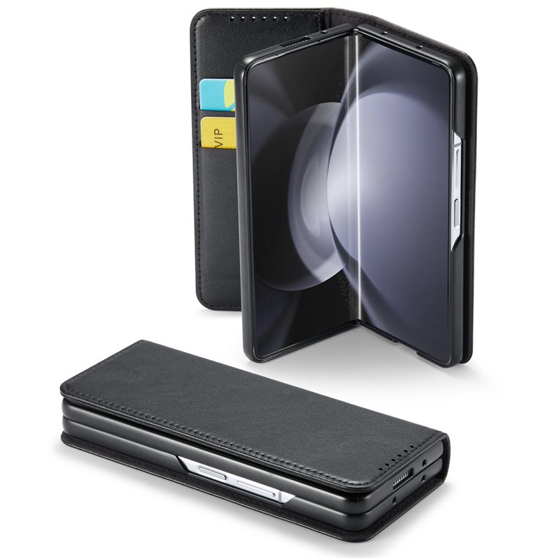 Mobique Samsung Galaxy Z Fold 6 Lommeboketui i ekte skinn, Svart