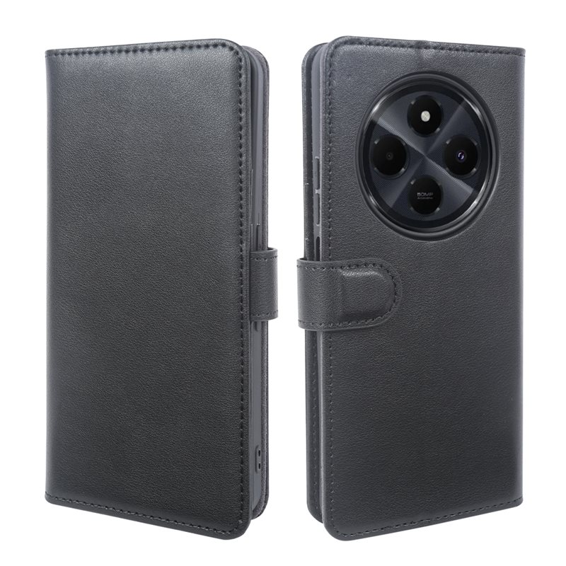 Xiaomi Redmi 14C Lommeboketui i ekte skinn, Svart