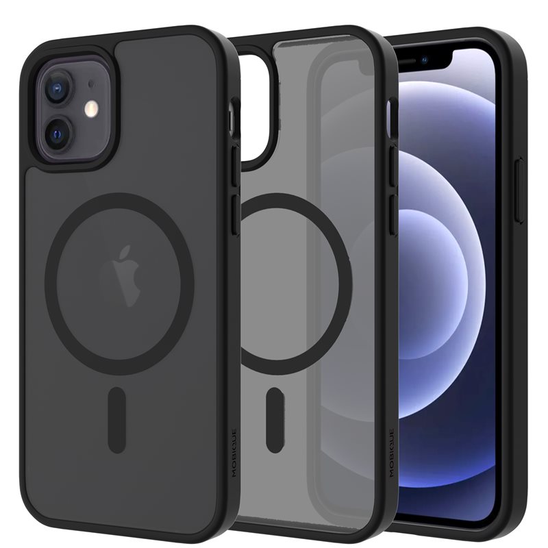 Mobique iPhone 12/iPhone 12 Pro Hybrid-deksel Magnetisk, Frosted Black