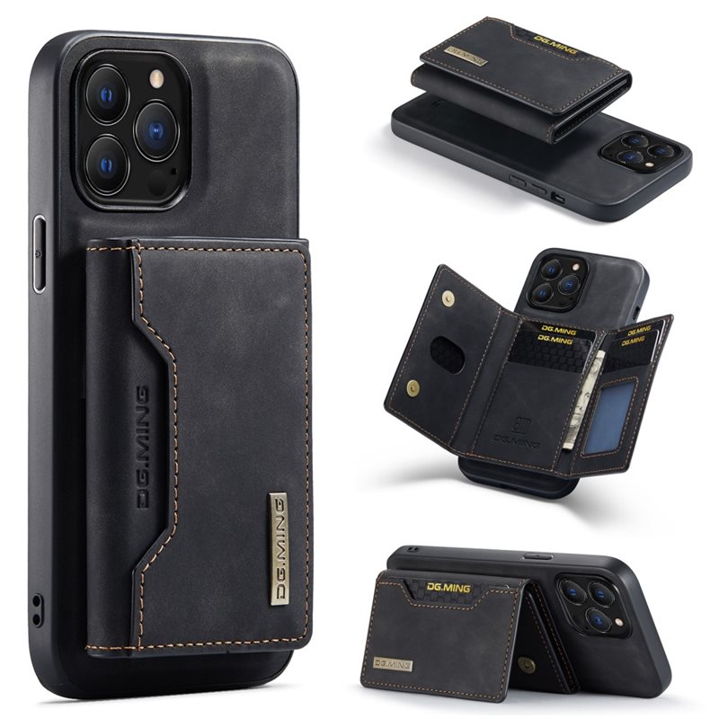 DG.MING iPhone 16 Pro Max Deksel med avtakbar lommebok, Svart