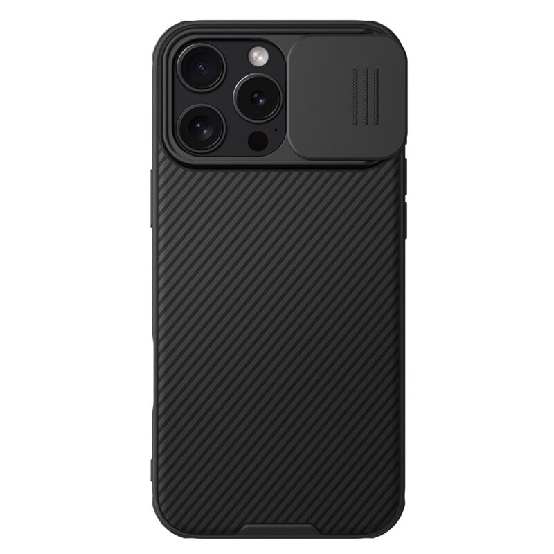 Nillkin iPhone 16 Pro Max Deksel med kameralinsebeskyttelse - CamShield, Svart