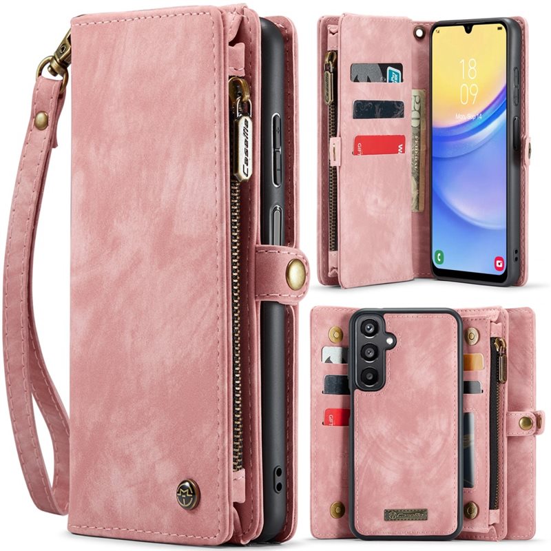 CaseMe Samsung Galaxy A16 Romslig lommeboketui med mange kortlommer, Rosa