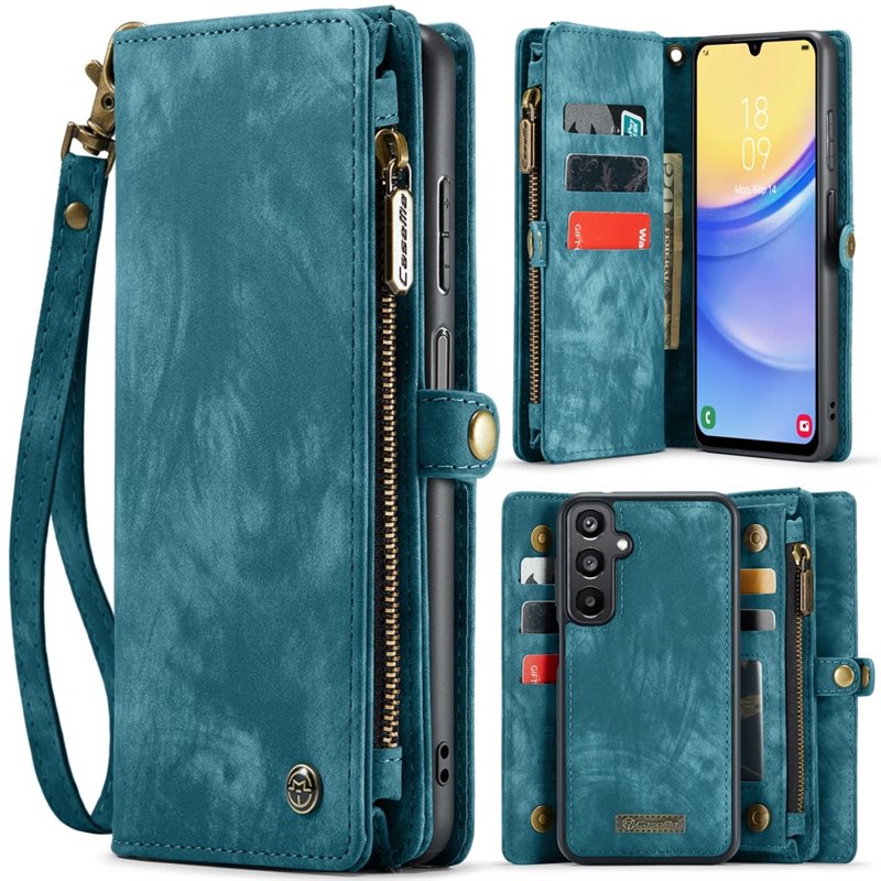 CaseMe Samsung Galaxy A16 Romslig lommeboketui med mange kortlommer, Blå