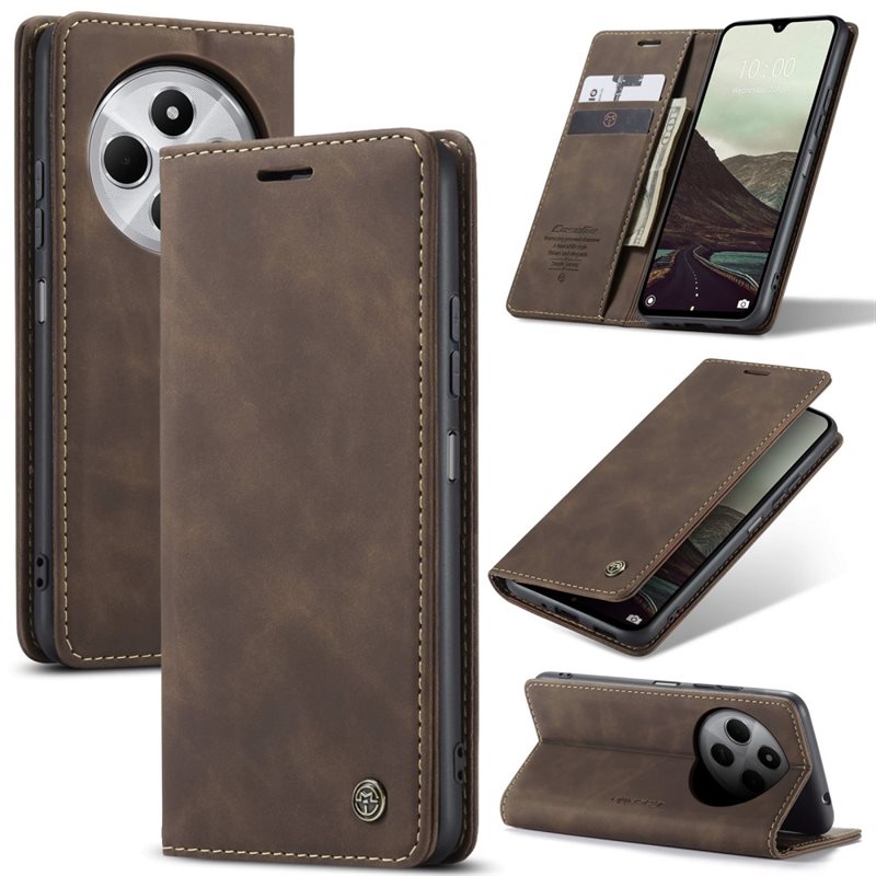 CaseMe Xiaomi Redmi 14C Slankt lommeboketui, Brun