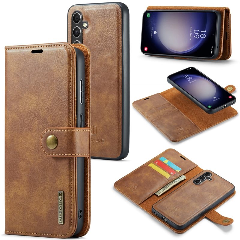DG.MING Samsung Galaxy A36 Lommeboketui med avtakbart deksel, Cognac