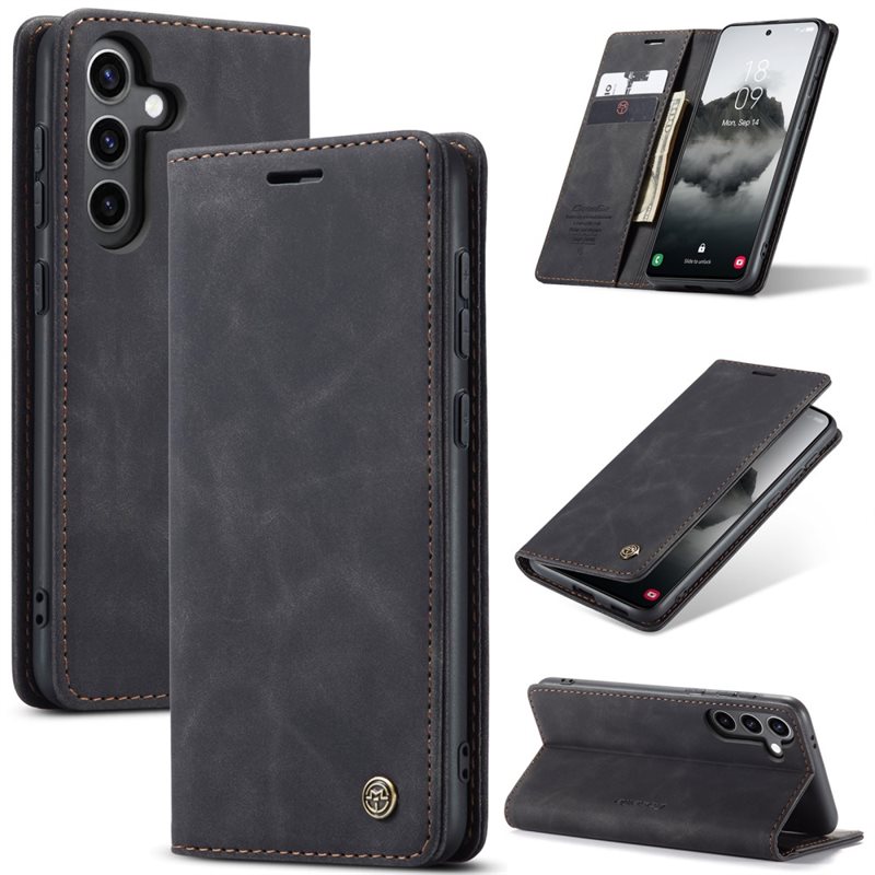 CaseMe Samsung Galaxy S25 Plus Slankt lommeboketui, Svart