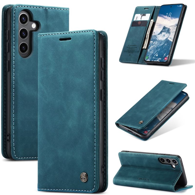 CaseMe Samsung Galaxy S25 Slankt lommeboketui, Blå