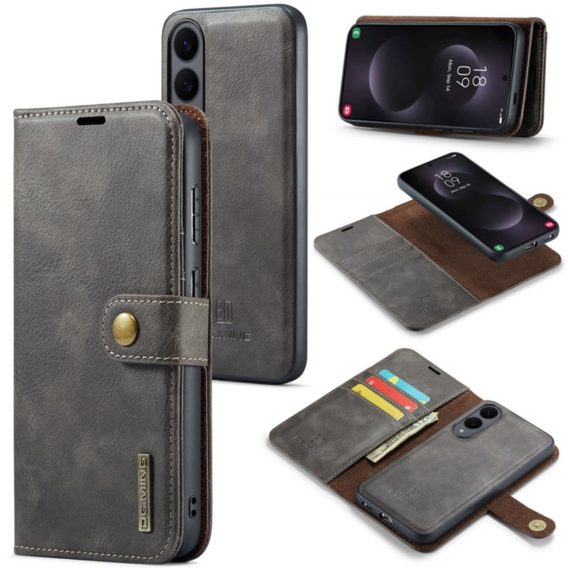 DG.MING Samsung Galaxy S25 Edge Lommeboketui med avtakbart deksel, Brown