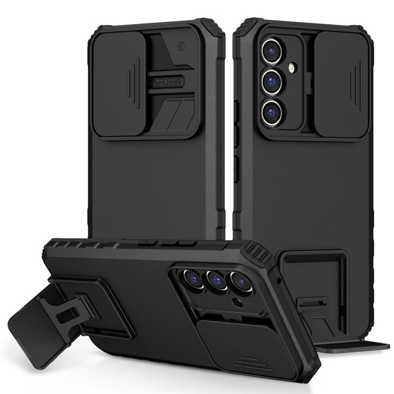 Samsung Galaxy A56 Deksel med kickstand & kameralinsebeskyttelse, Svart