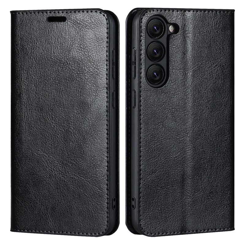 Samsung Galaxy S23 Plus Smidig mobiletui i ekte skinn, Svart