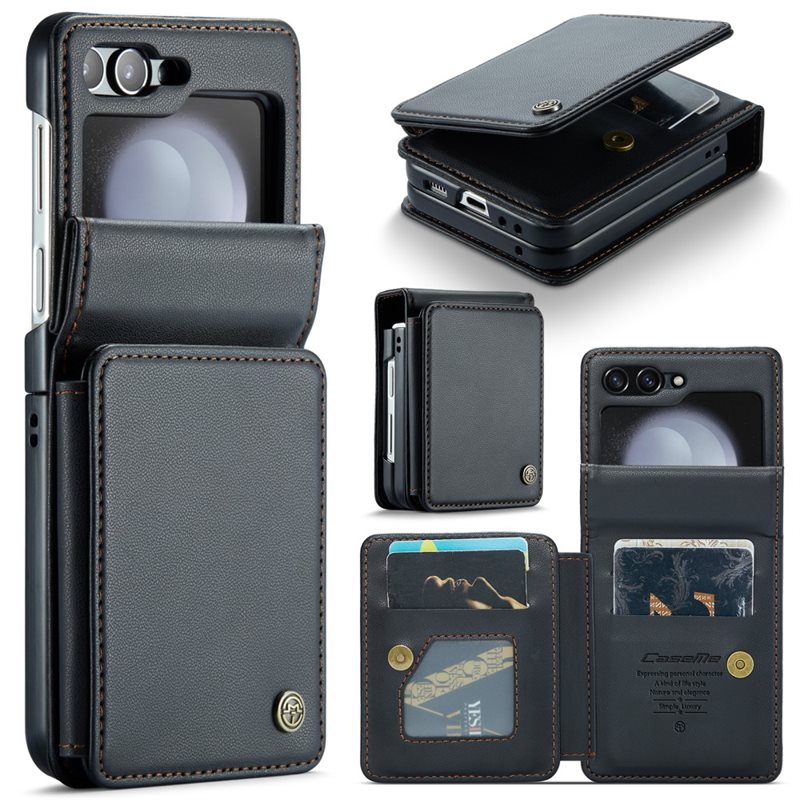 CaseMe Samsung Galaxy Z Flip 7 FE Deksel med innebygd lommebok og RFID-beskyttelse Svart