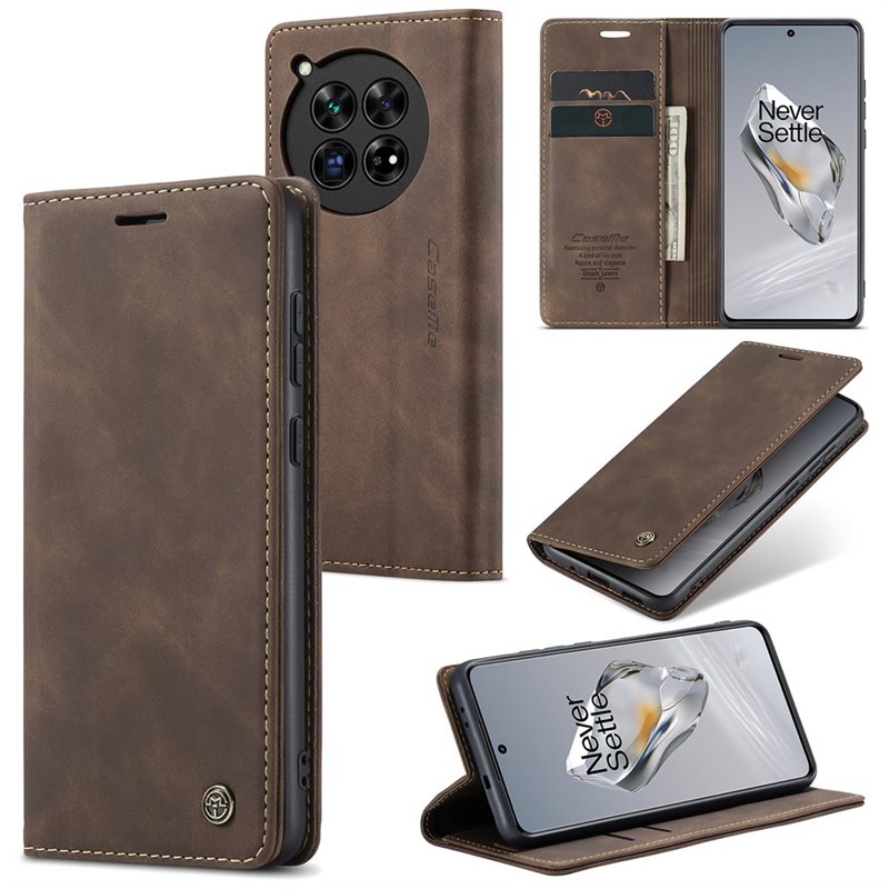 CaseMe OnePlus 12 Slankt lommeboketui, Brun