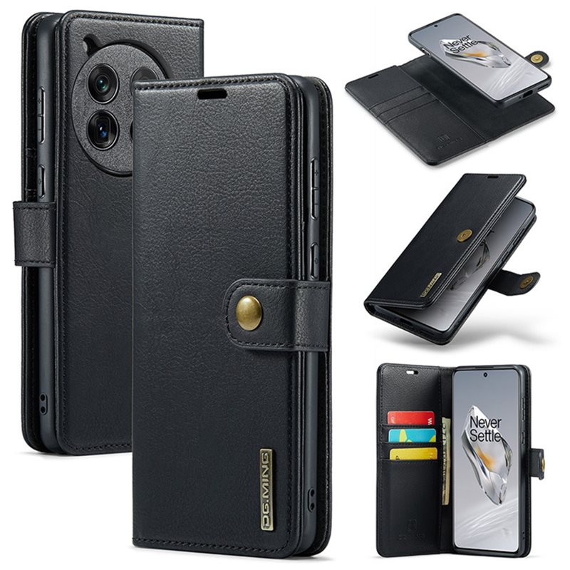 DG.MING OnePlus 12 Lommeboketui med avtakbart deksel, Black