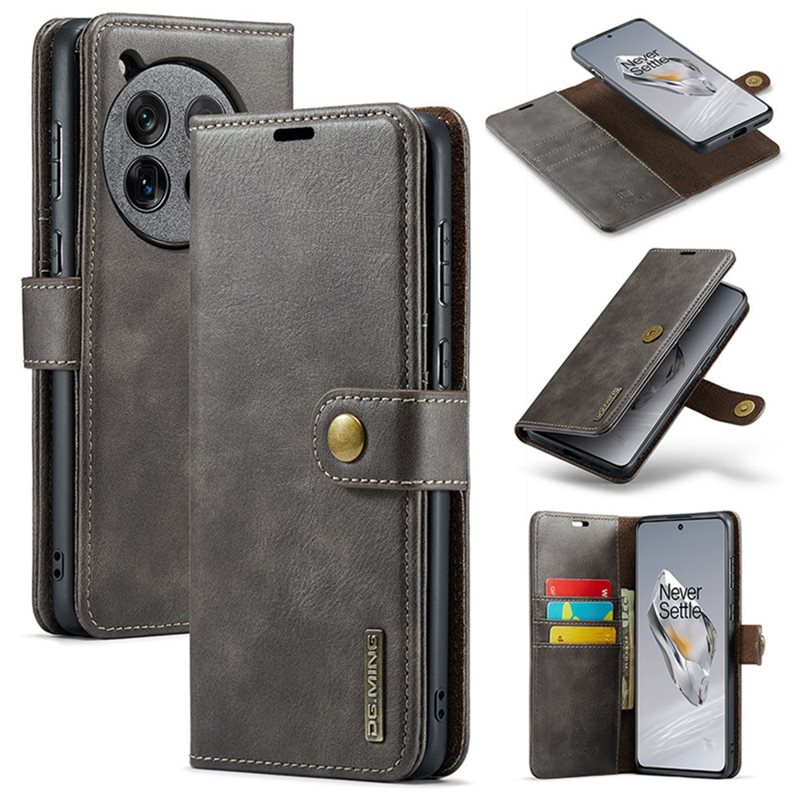 DG.MING OnePlus 12 Lommeboketui med avtakbart deksel, Brown