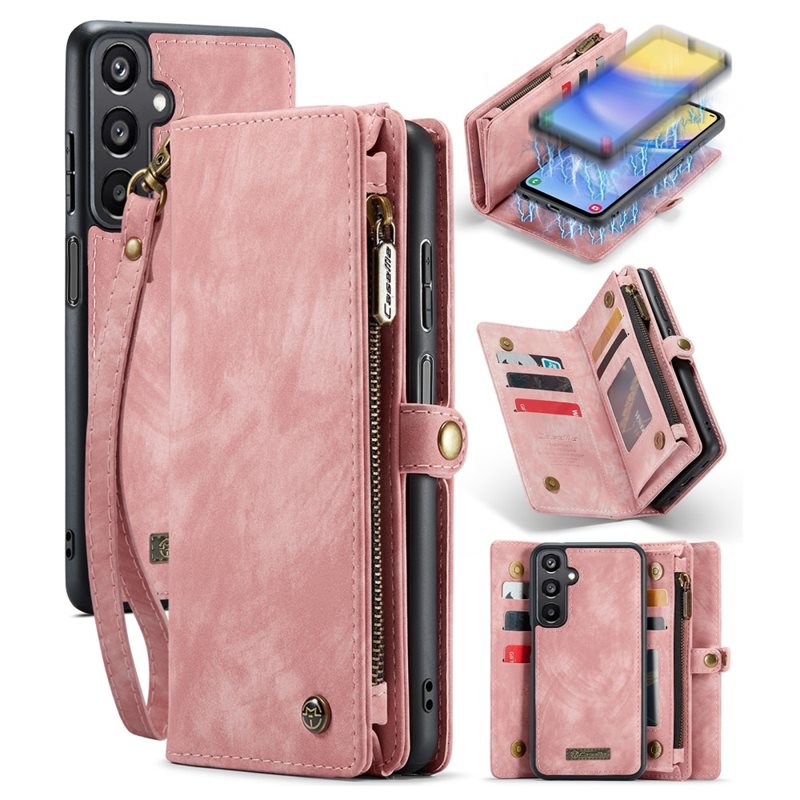 CaseMe Samsung Galaxy A05s Romslig lommeboketui med mange kortlommer, Rosa
