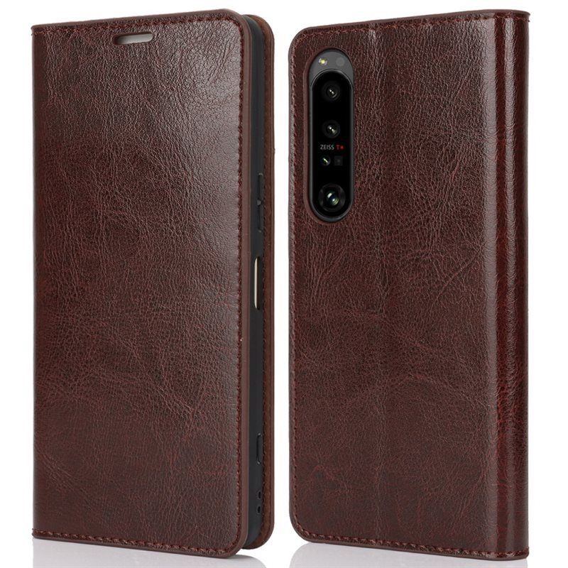 Sony Xperia 1 VI Smidig mobiletui i ekte skinn, Mørkbrun