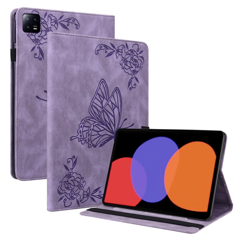Xiaomi Pad 6 Fint etui med sommerfugler, Lilla