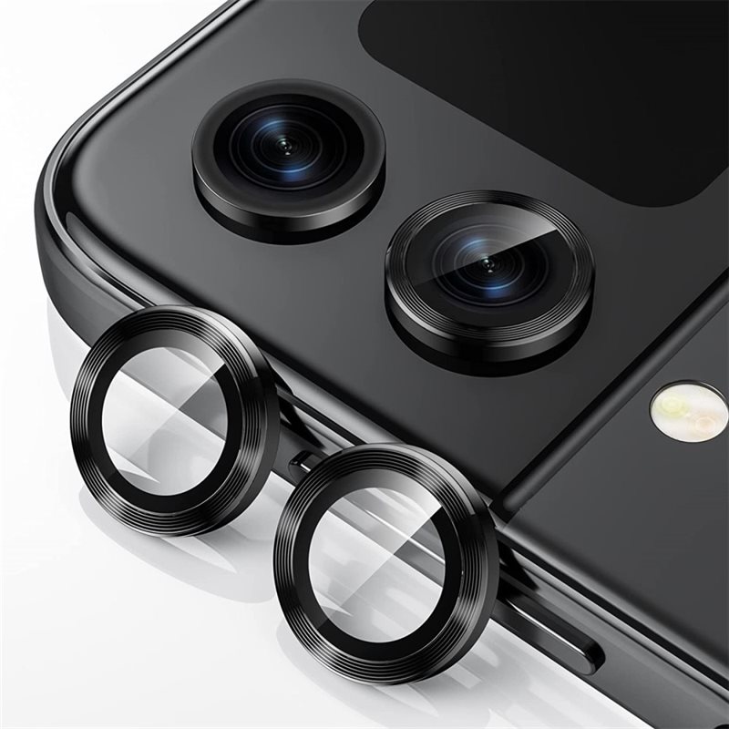 Hat Prince Samsung Galaxy Z Flip 5 Linsebeskytter i glass og aluminium, Svart