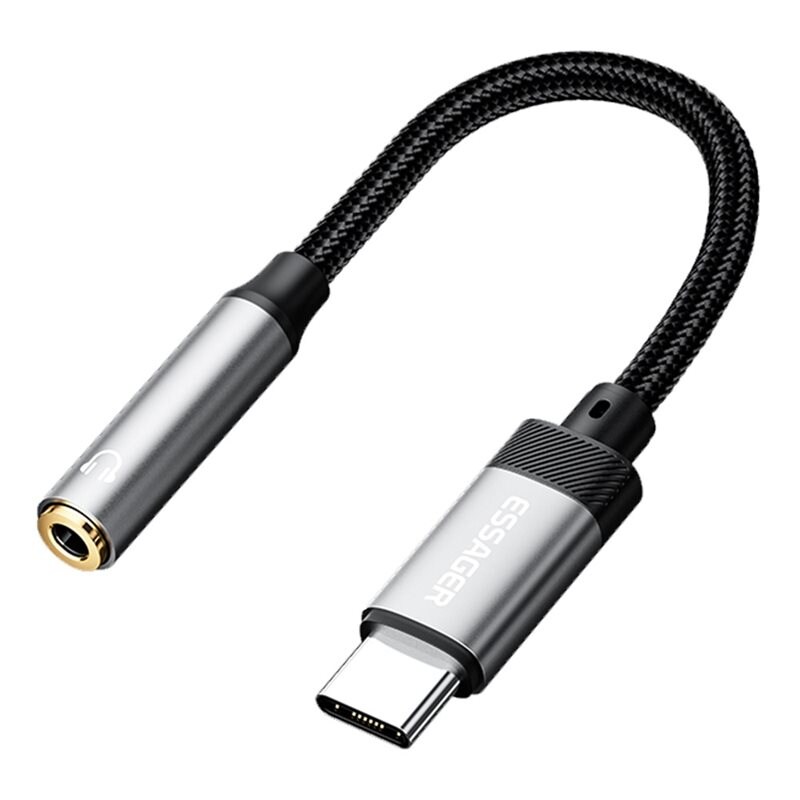 Essager Adapter DAC USB-C til 3,5 mm svart
