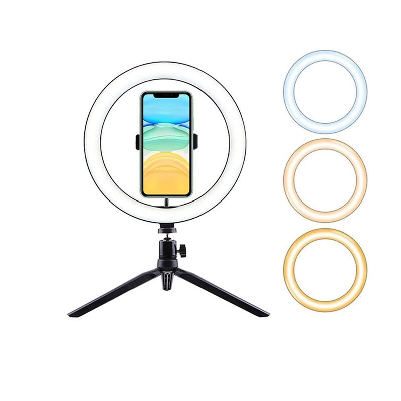 LED-ringlys med stativ, Svart
