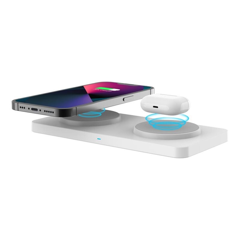Trådløs magnetisk 2-i-1 lader 30W, Hvit