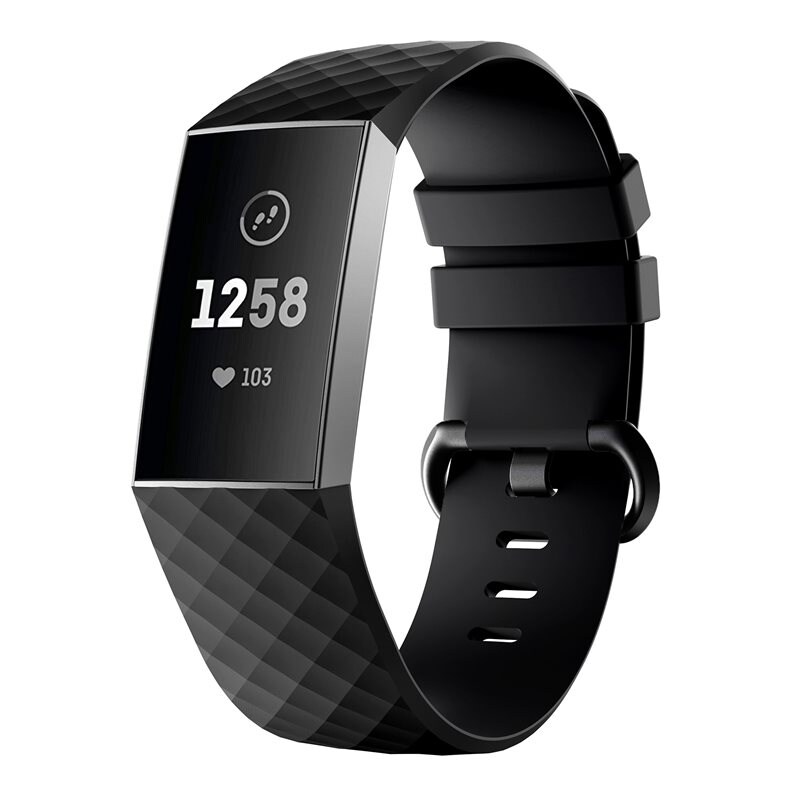 Fitbit Charge 4/Charge 3 Reim i silikon, Svart