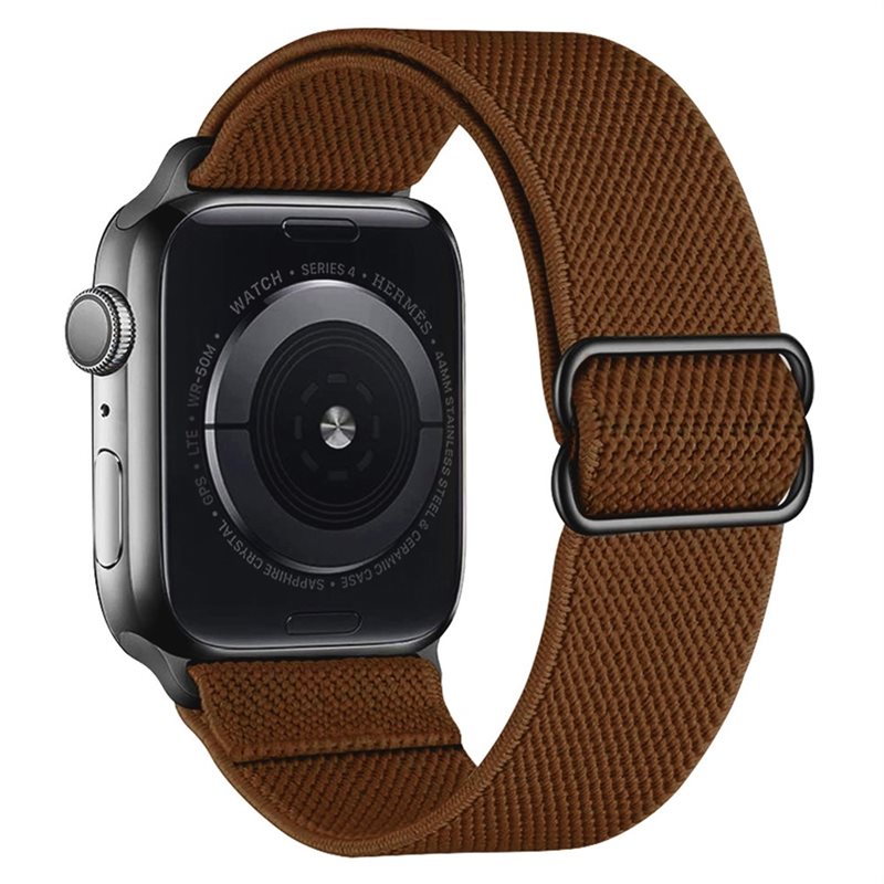 Apple Watch SE 44mm Elastisk armbånd, Mørkbrun
