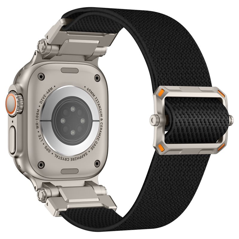 Apple Watch Ultra 49mm 1st Gen Slitester og fleksibel nylonreim, Svart/titan