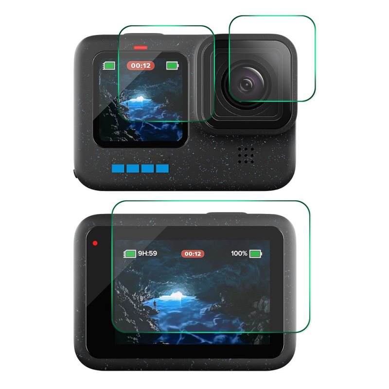 Hat Prince GoPro Hero12 Skjermbeskytter + Linseskjerm i Glass