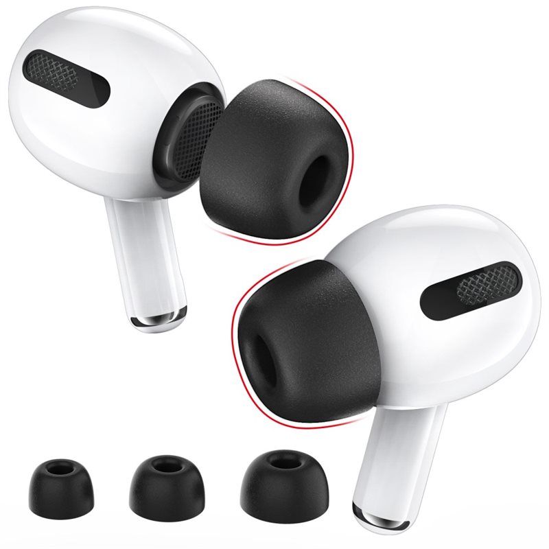 Ahastyle AirPods Pro Ørepropper (3-pack) i memory foam - str S/M/L, svart