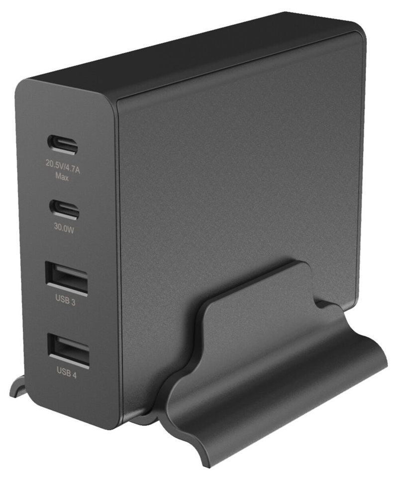 Clas Ohlson GaN ladestasjon 4-i-1 2 x USB-C + 2 x USB-A 108W, Svart