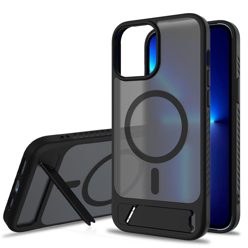 iPhone 12 Pro Max Magnetisk hybriddeksel med innebygd stativ, Svart