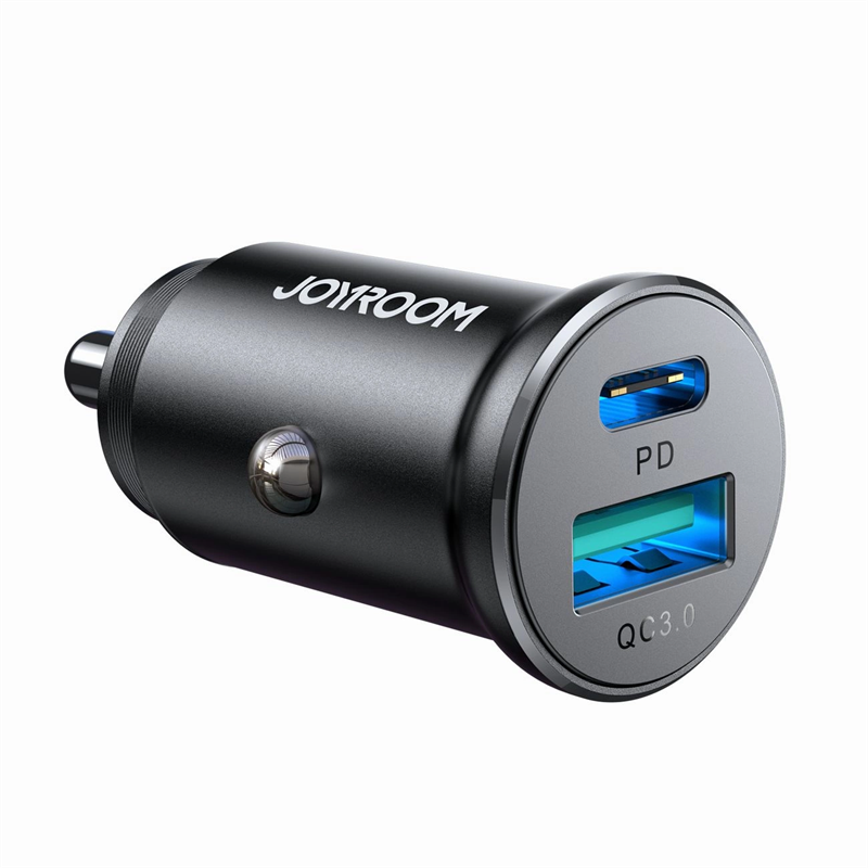 Joyroom Mini Billader med USB-C + USB-A Port 30W, Svart