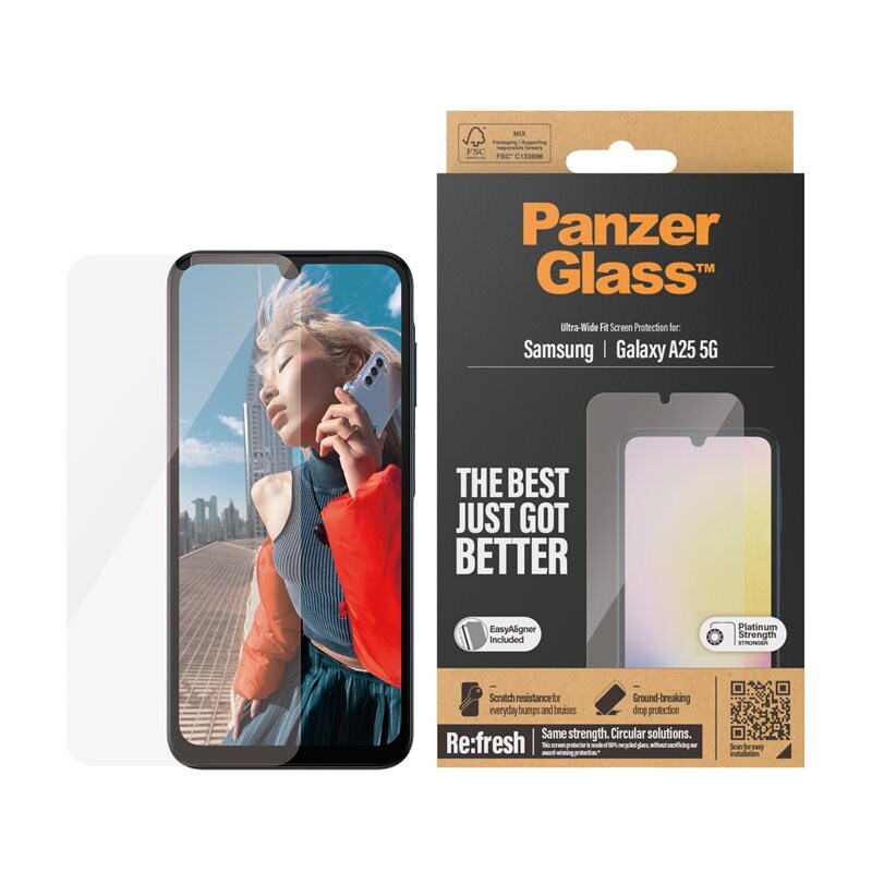 PanzerGlass Samsung Galaxy A25 Skjermbeskytter med installasjonsramme - Ultra Wide Fit