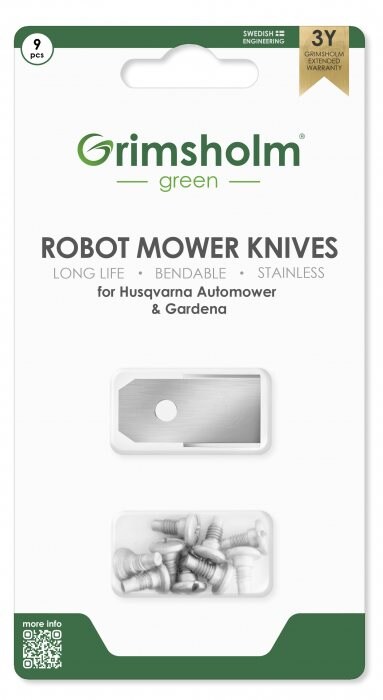 Grimsholm 9-pack robotgressklipperkniver for Gardena R50Li