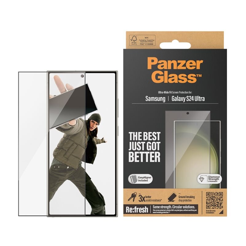 PanzerGlass Samsung Galaxy S24 Ultra Skjermbeskytter med installasjonsramme - Ultra Wide Fit